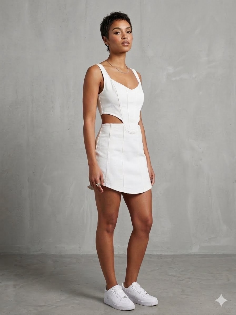 NWT Blue Buttercup Brand White cut out mini dress